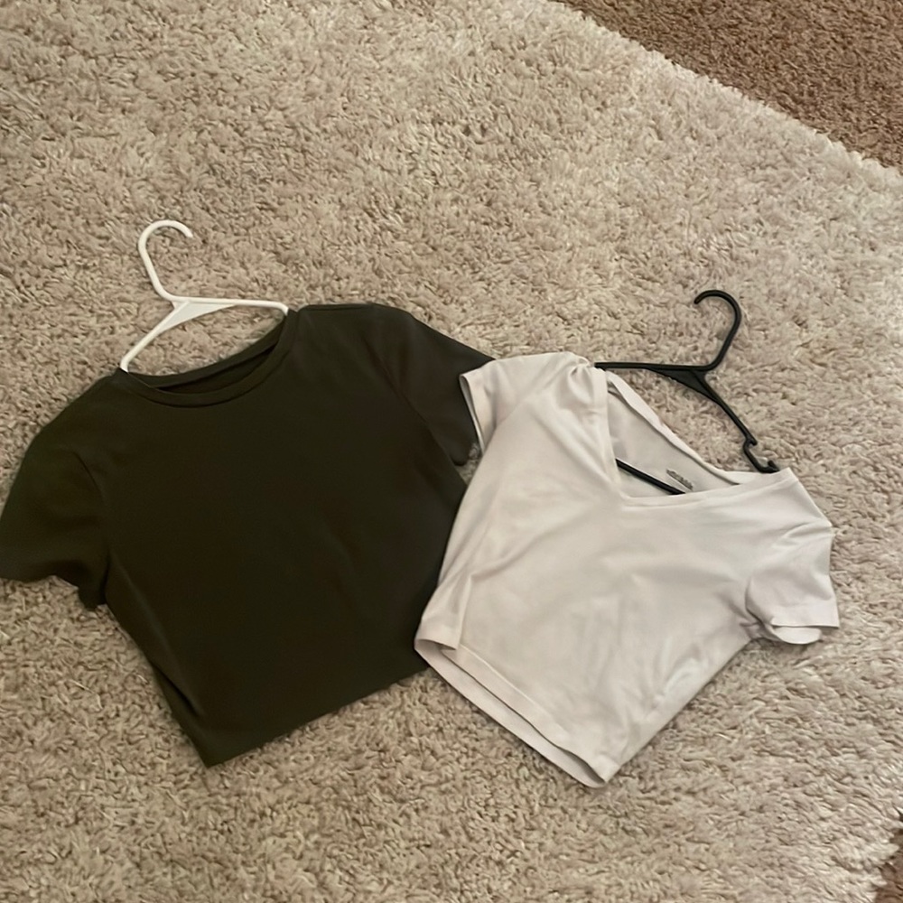 white and green soft crop tops